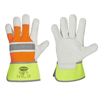 0169 Rękawice wzm. skórą bydlęcą lico HIVIS