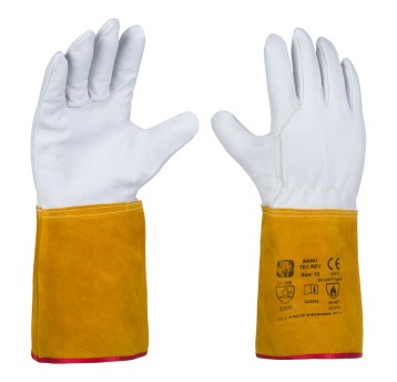 Rękawice spaw. wzm. skórą lico MANU TEC kev 9